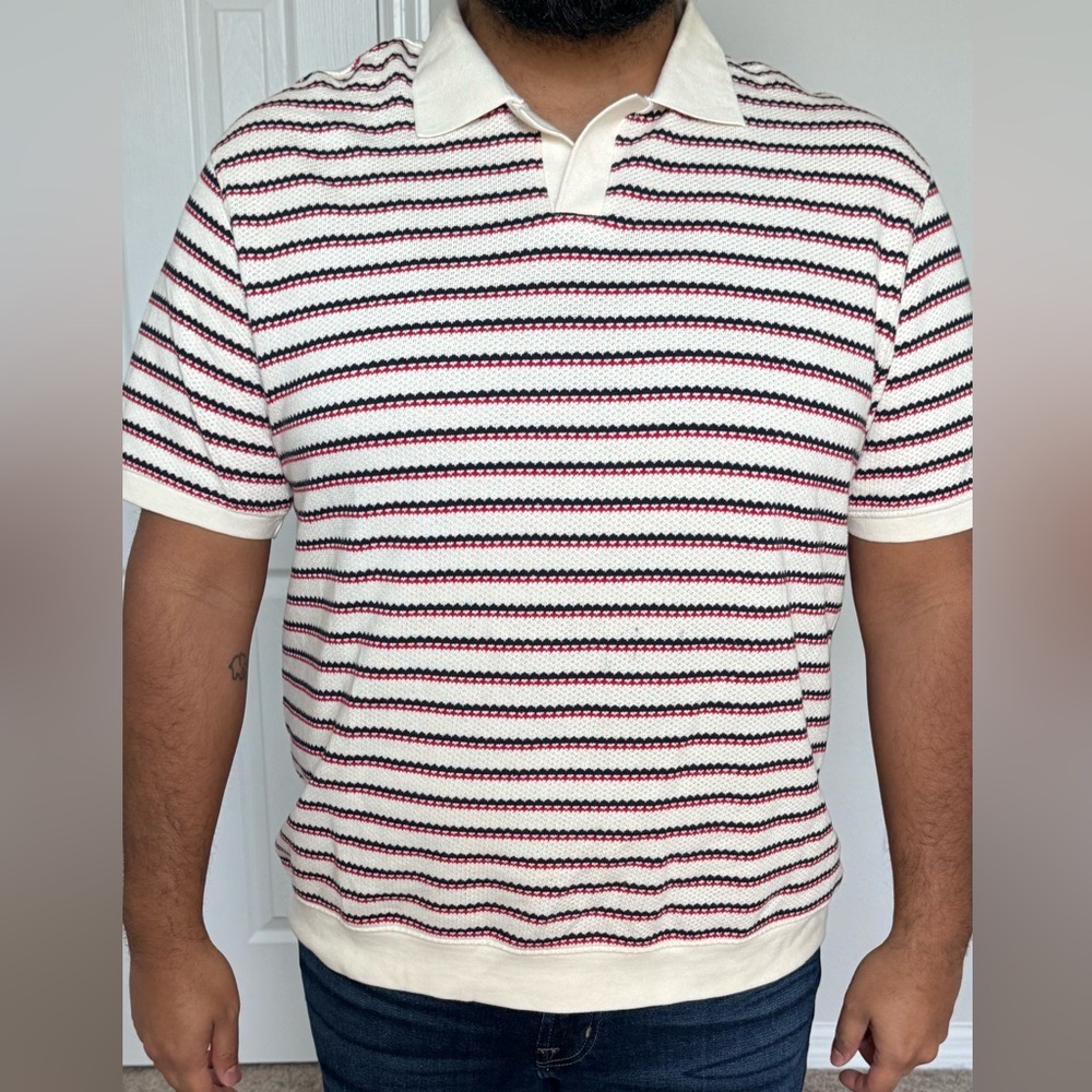 Zara Men's Striped Tee - Red, Black, and White